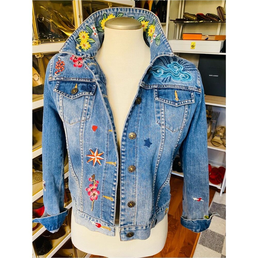 Gucci California Embroidered GG Denim Jacket Size Small - Picture 15 of 17